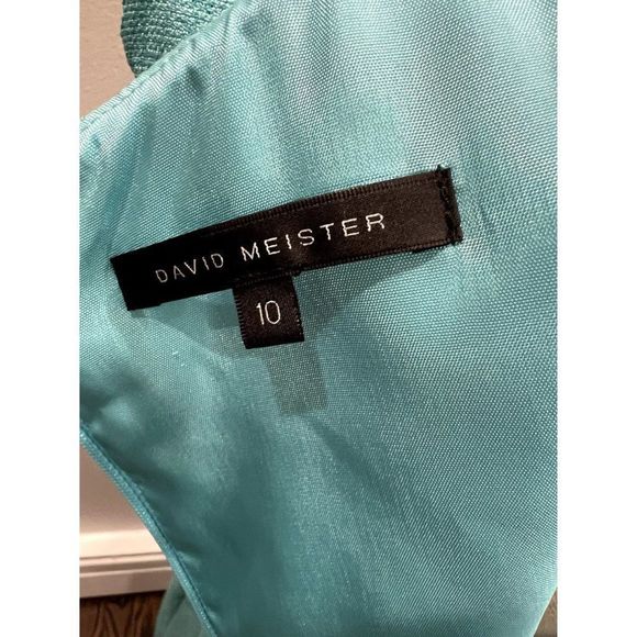 David Meister NEW Square Neck Belted Sheath Dress in Seafoam Sz 10 snug. Or 8 - Picture 5 of 5